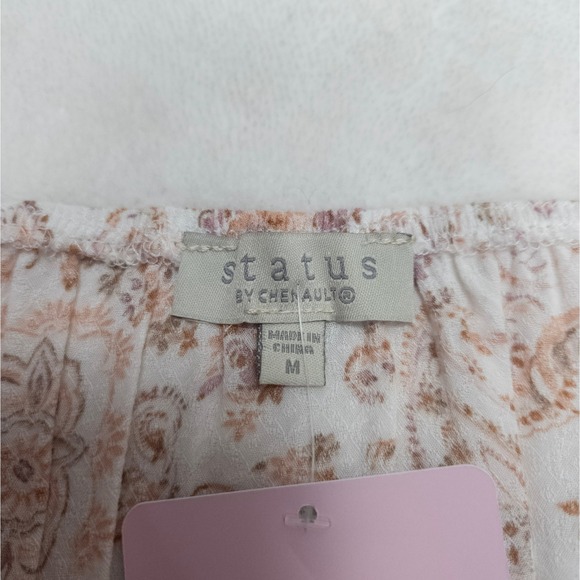 Boho Floral Peasant Top Cream Rayon Tie Front Status by Chenault Fairycore M - Picture 4 of 8